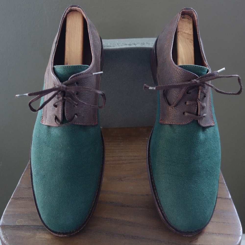 Green Canvas and Leather Esquivel Oxford Shoes
